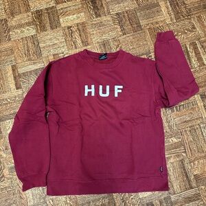 HUF Men's Maroon Crewneck Sweater